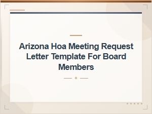 Arizona Hoa Meeting Request Letter Template for Board Members